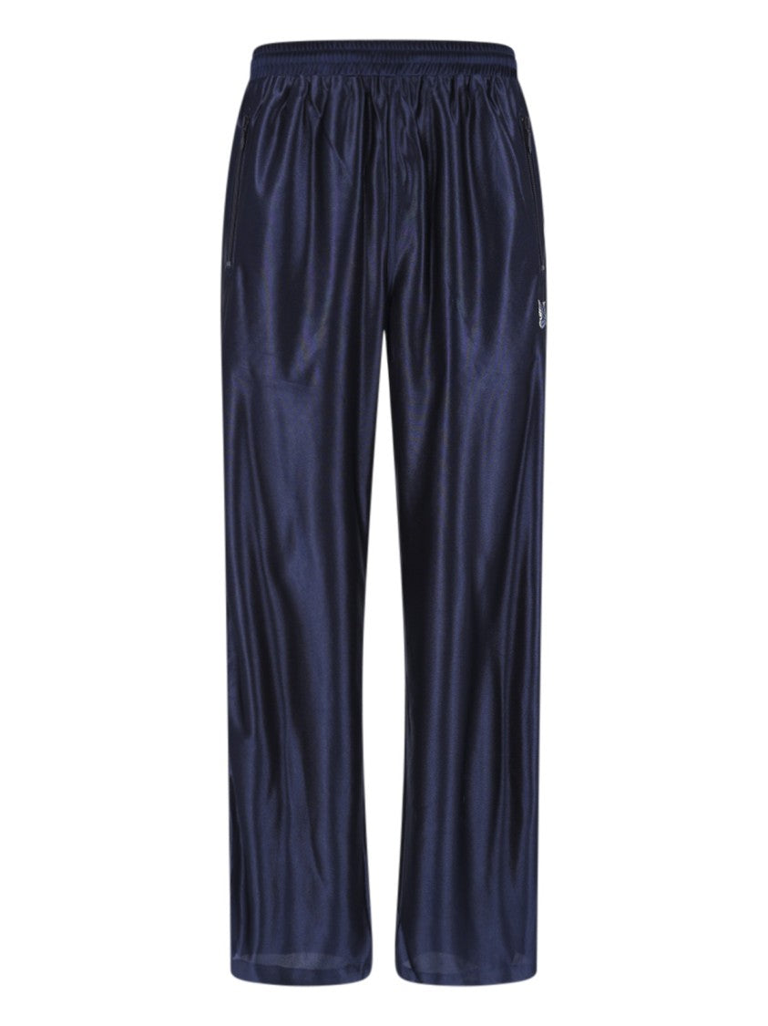 Needles Blue Satin Embroidered Logo Sweatpants
