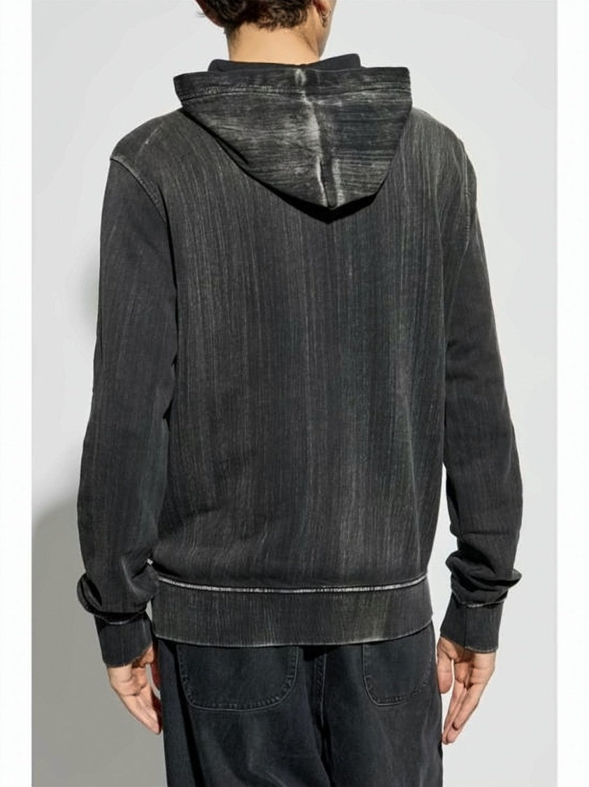 Diesel Relaxed Fit Textured Hoodie With Classic Kangaroo Pocket