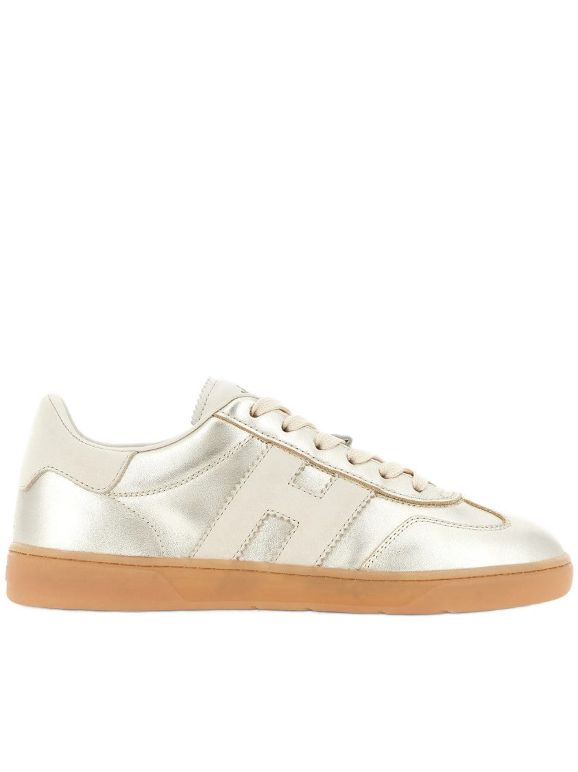Hogan Low-Top Leather Sneakers With Metallic Sheen And Logo Detail