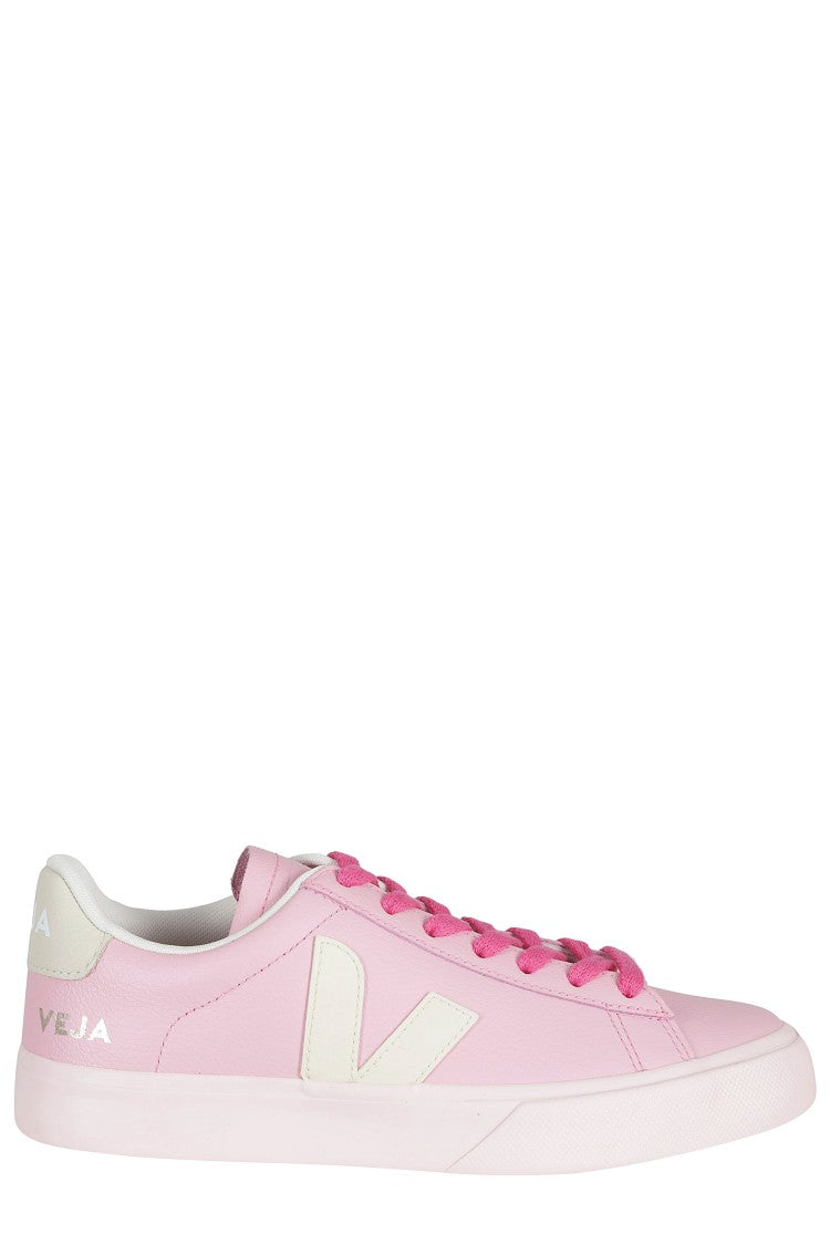 Veja Pink Campo Leather Side-Logo Leather Sneakers