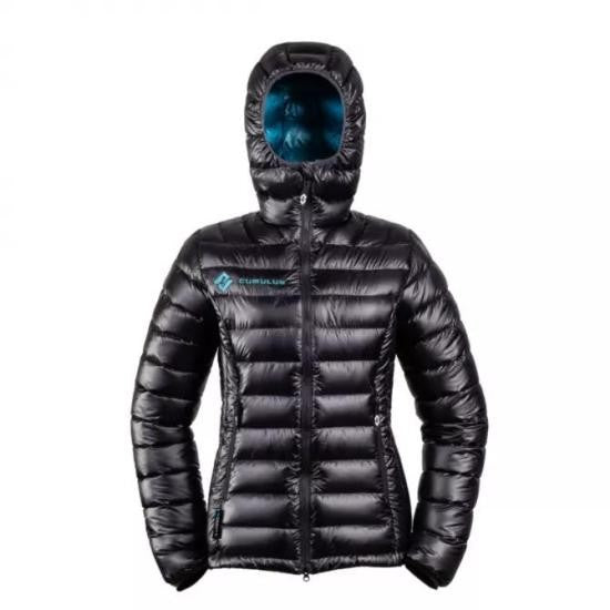 Cumulus Hooded Black Padded Jacket With Horizontal Quilting And Subtle Logo