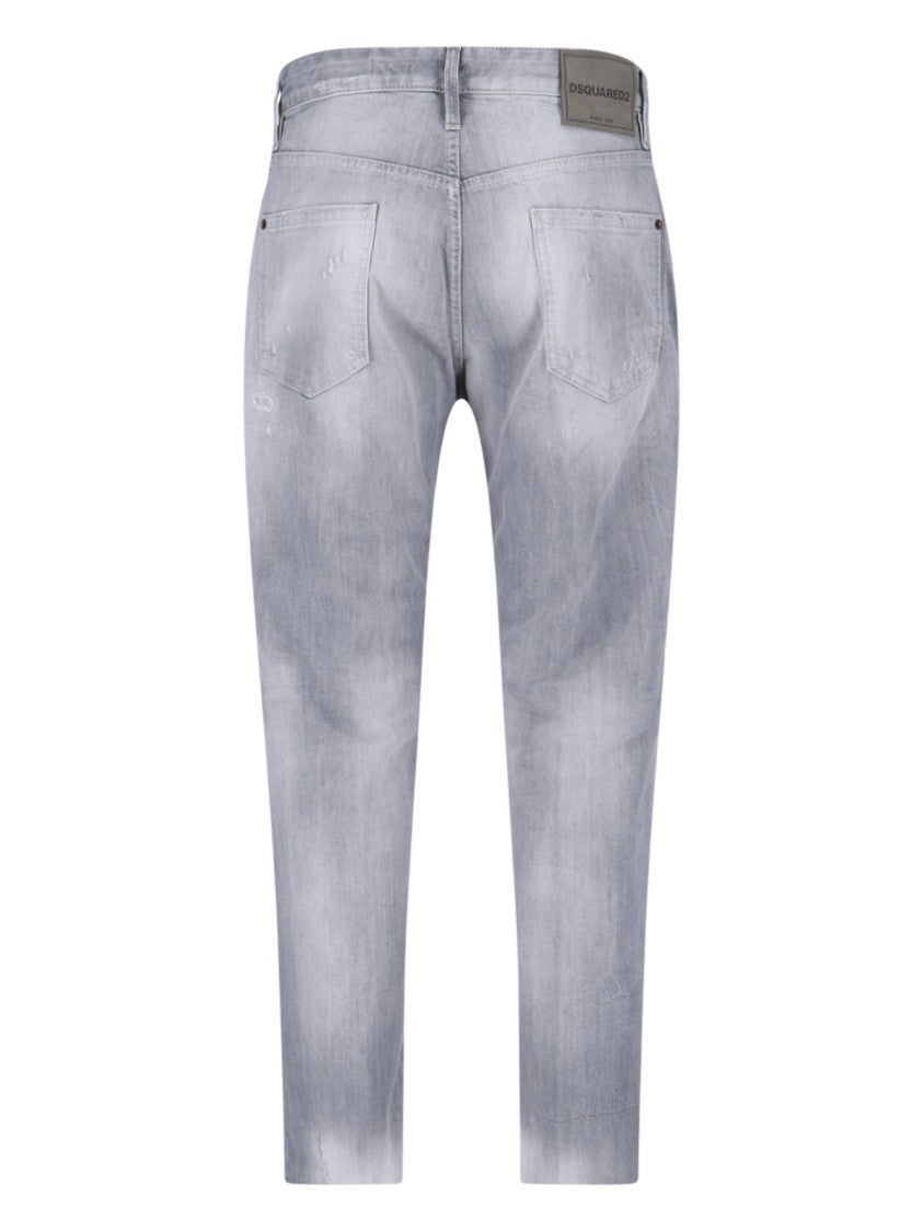 Dsquared2 Straight-Leg Denim Jeans With Textured Grey Wash