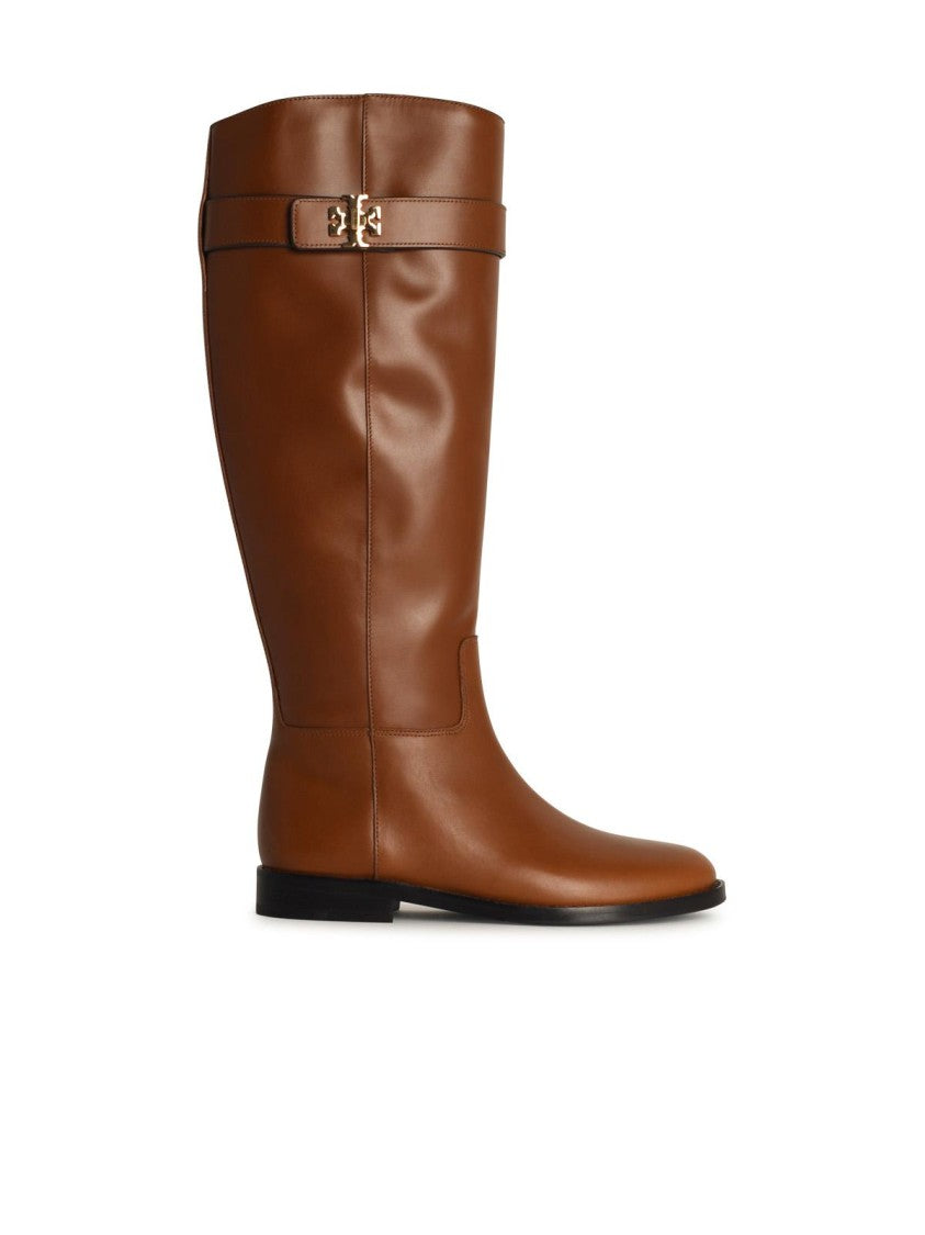 Tory Burch Lock Ridin' Brown Leather Boots