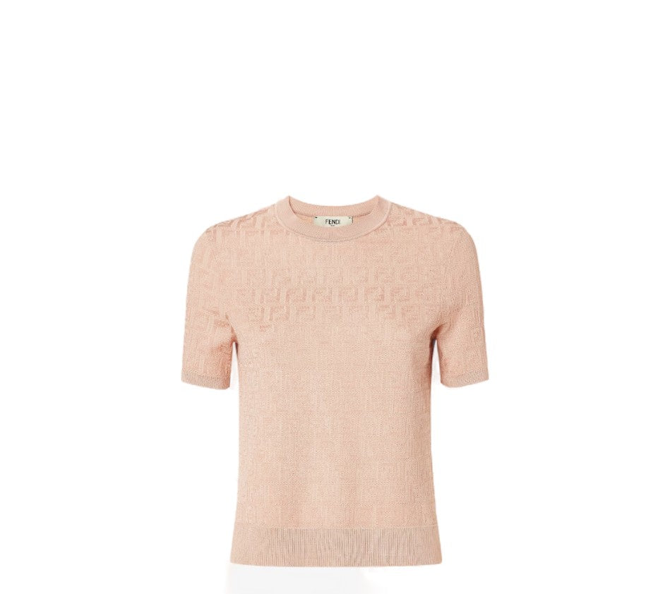 Fendi Textured Patterned Short-Sleeved Fendi T-Shirt