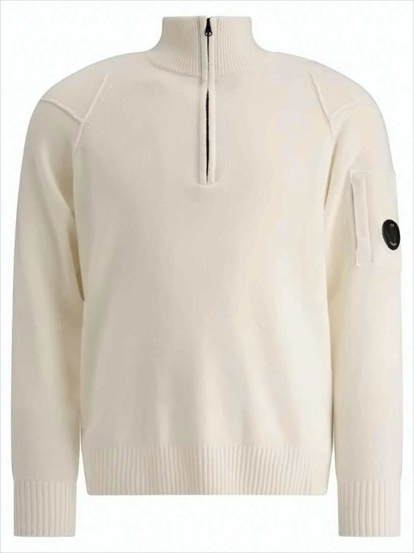 C.P. Company High Ribbed Collar Sweater With Half-Zip Closure And Patch Pocket