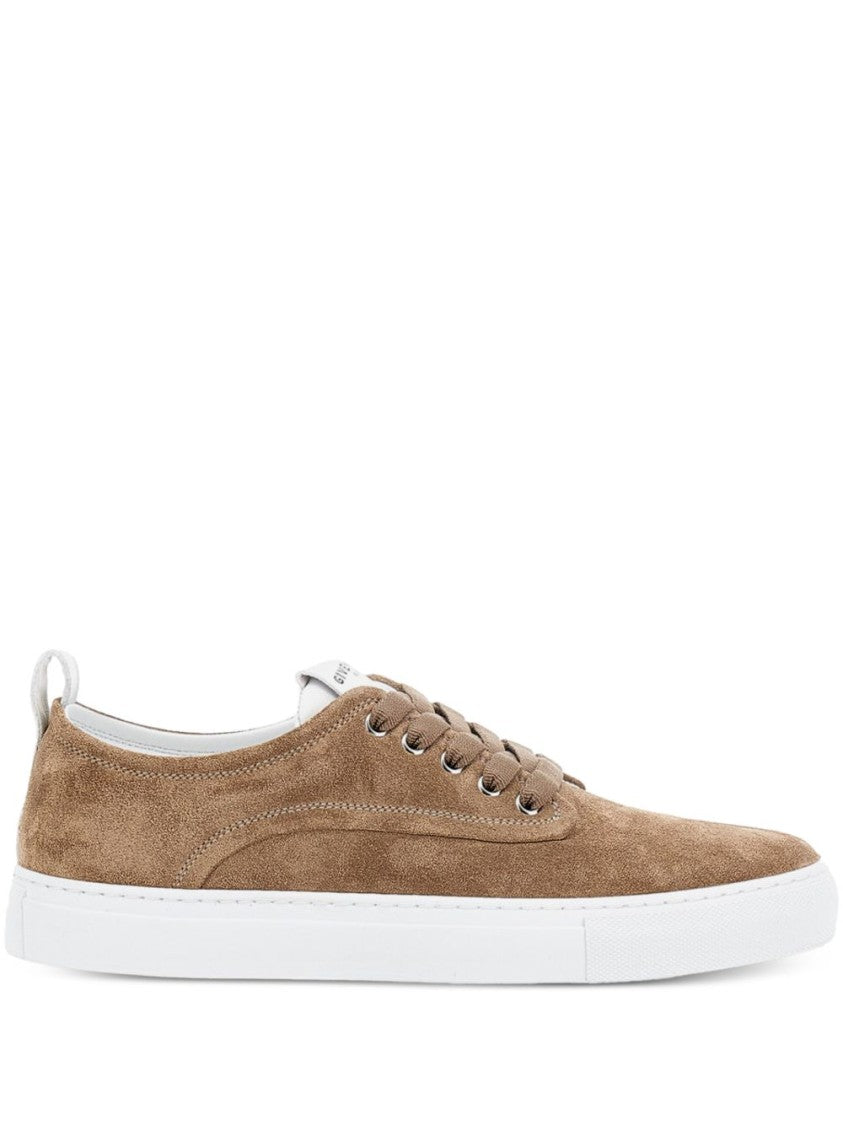 Givenchy Beige Suede Contrast Stitching Lace Sneakers