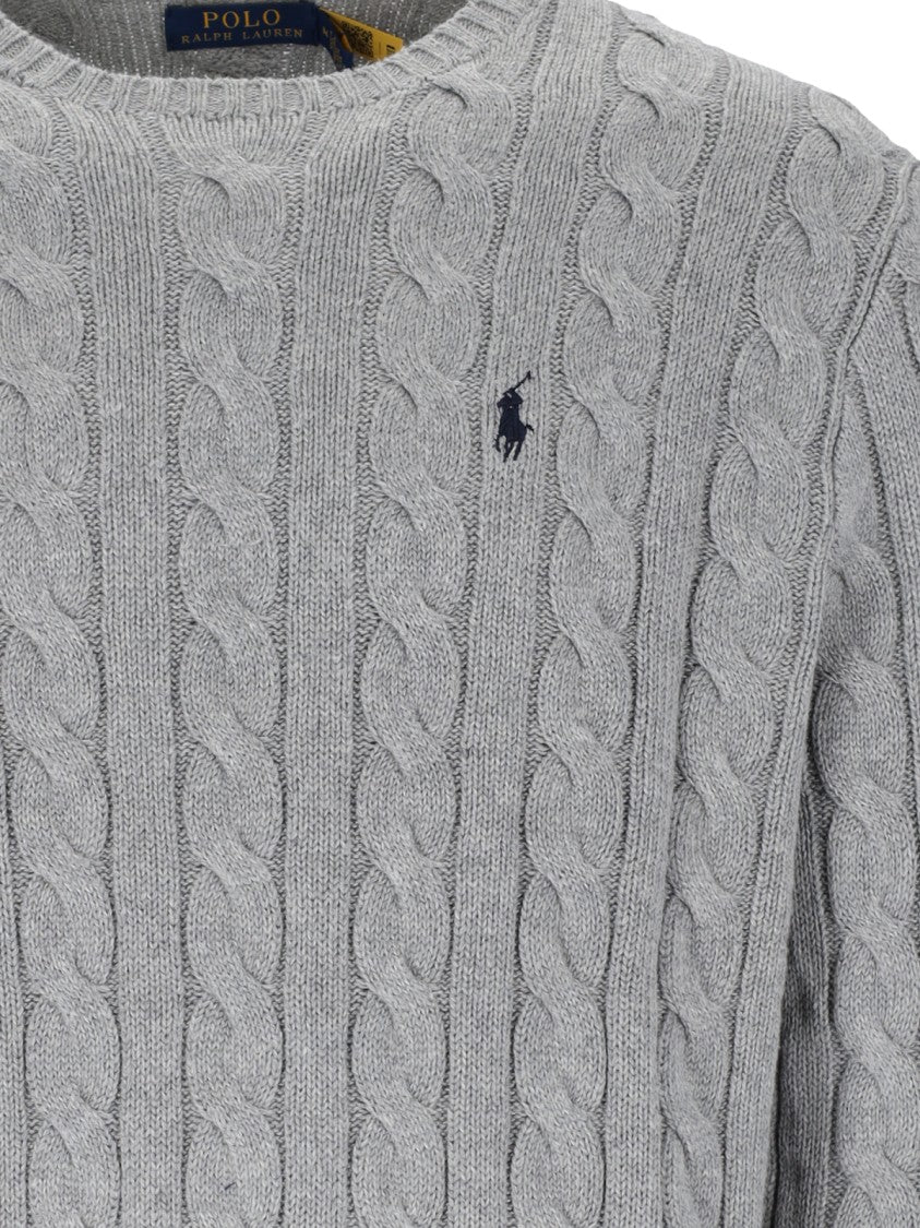 Polo Ralph Lauren Logo Cable Knit Sweater Grey