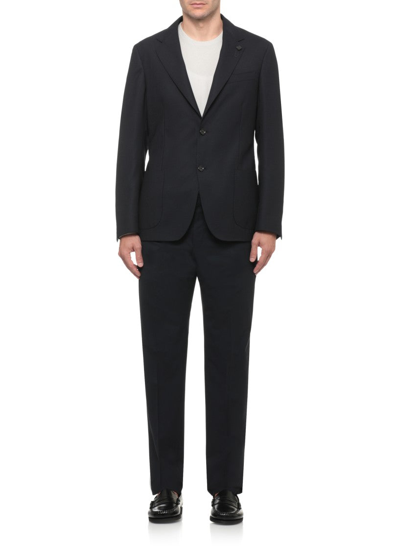 Lardini Classic Wool Jacket With Iconic Lapel Pin And Tailored Finish