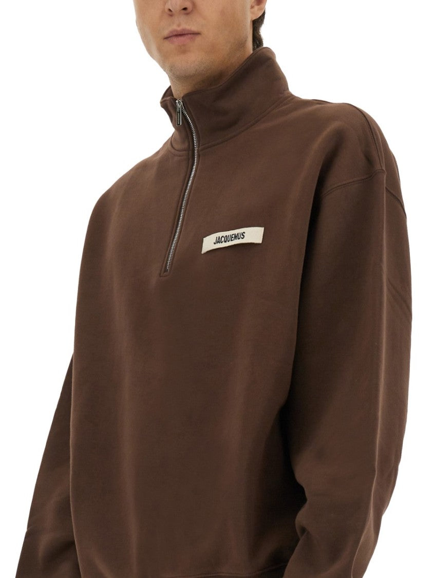 Jacquemus Grosgrain Sweatshirt With Turtleneck And Half-Zip Closure