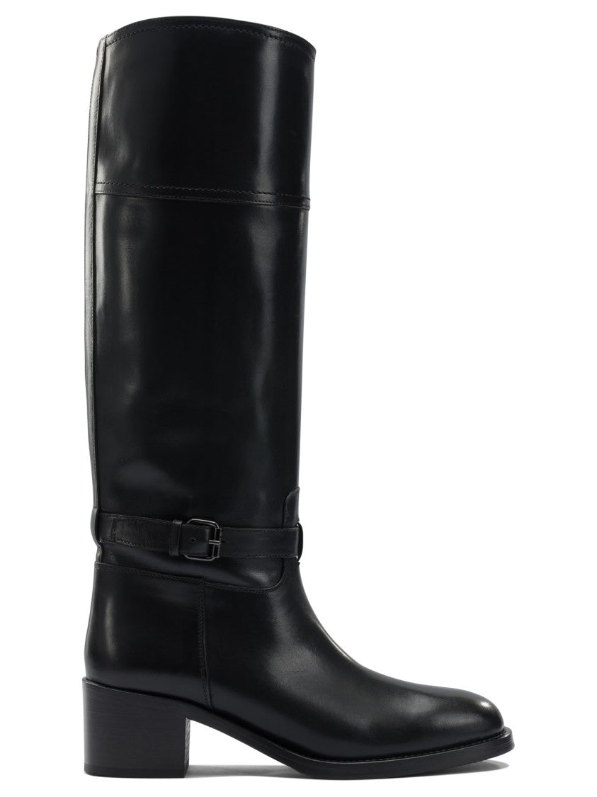 Maretto Polished Black Leather Ankle Boots