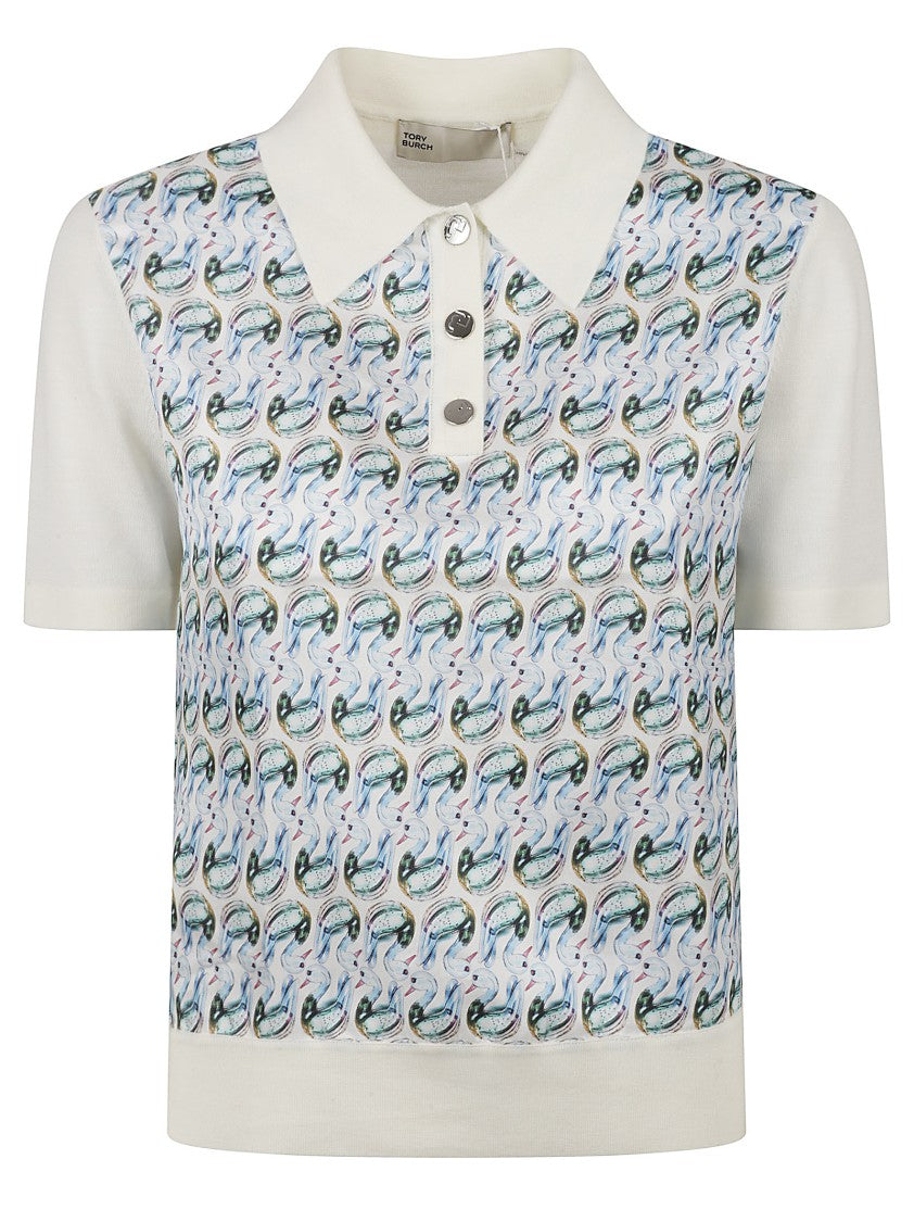 Tory Burch Silk Polo With Unique Front Print