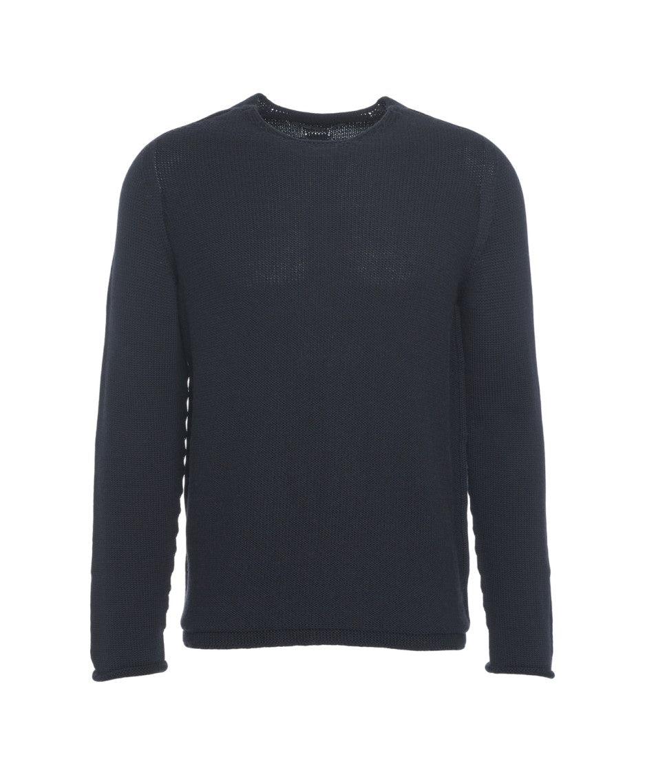 Hannes Roether Fine Knit Wool Sweater With Classic Crew Neck