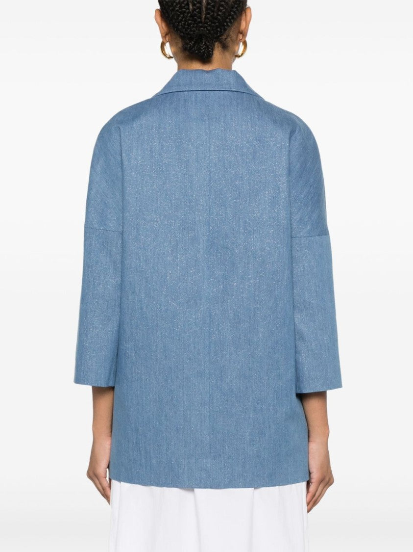 Tagliatore Single Button Blue Coat With Relaxed Silhouette