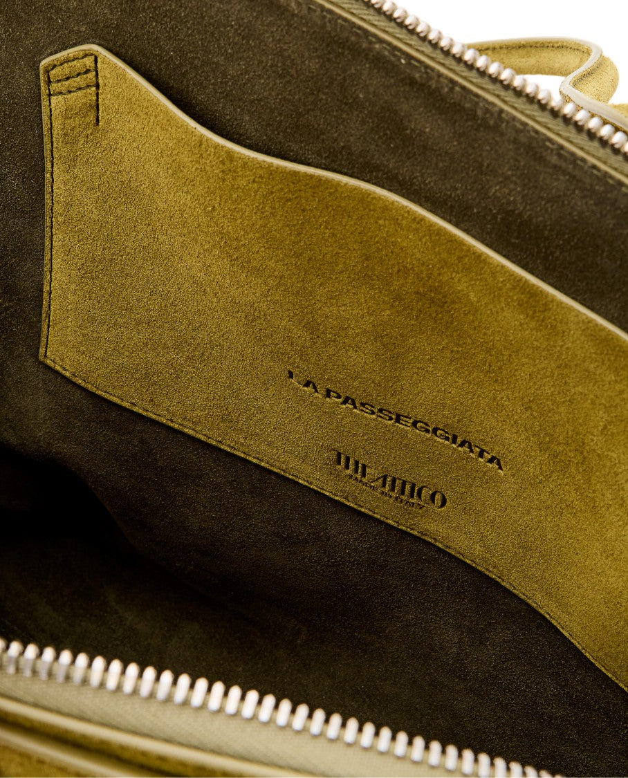 The Attico Medium Olive Green Suede Leather Top Handle Bag