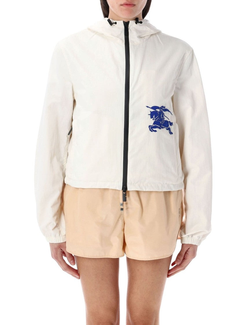 Burberry Cropped Off-White Nylon Burberry Jacket