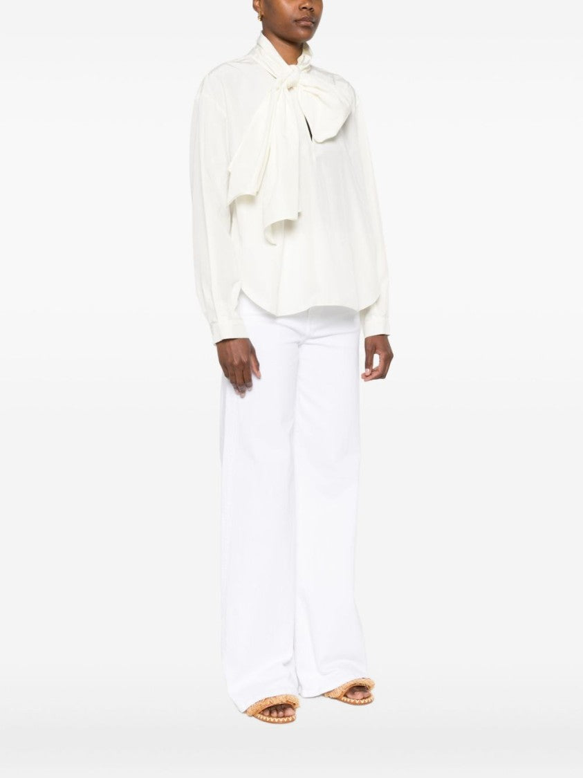 Forte Forte White Blouse With Bow Tie Detail