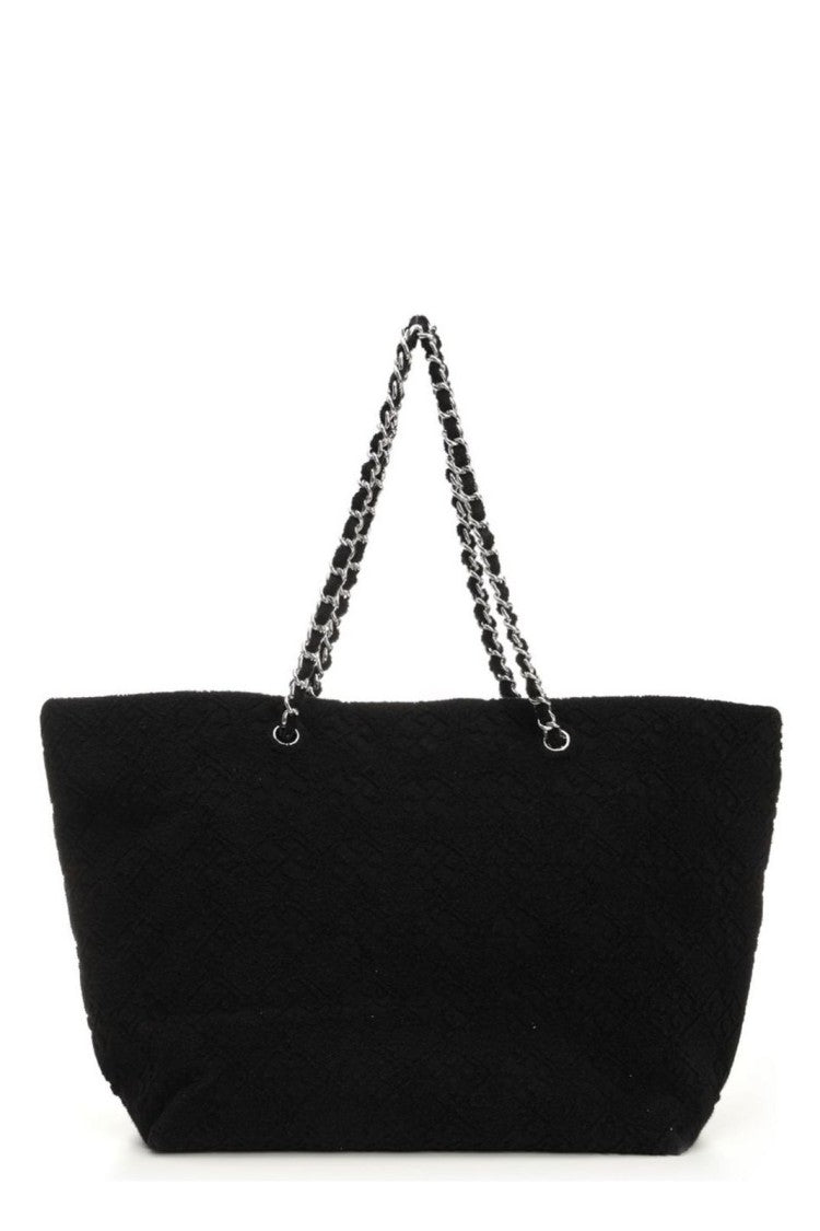 Tory Burch Black Sponge Shopping Bag With Logo