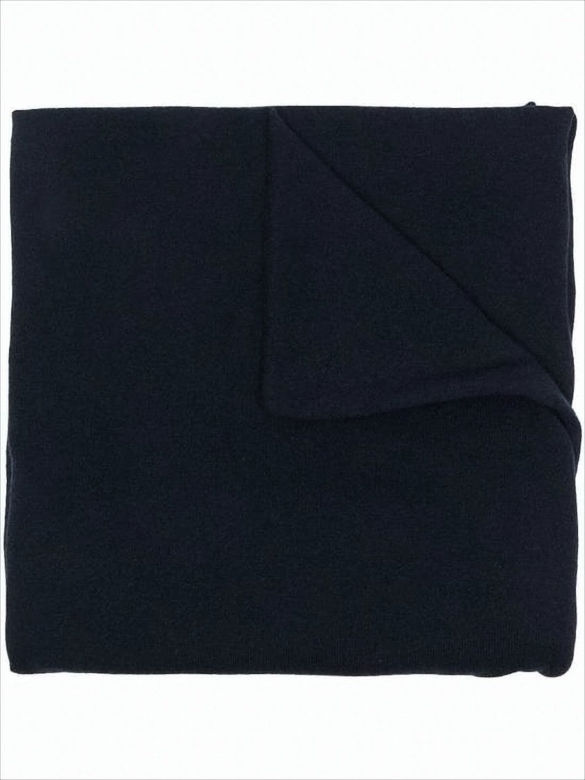 Jil Sander Deep Navy Cashmere Scarf With Subtle Cable Knit