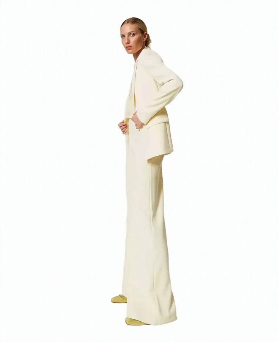 Twin-Set Crêpe Fluid Stretch Side-Zip Palazzo Pants