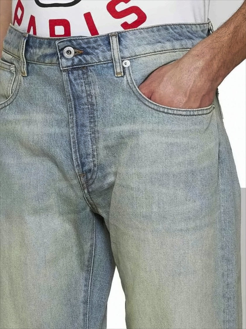 Kenzo Relaxed Fit Light Blue Denim Pants With Classic Five-Pocket Styling