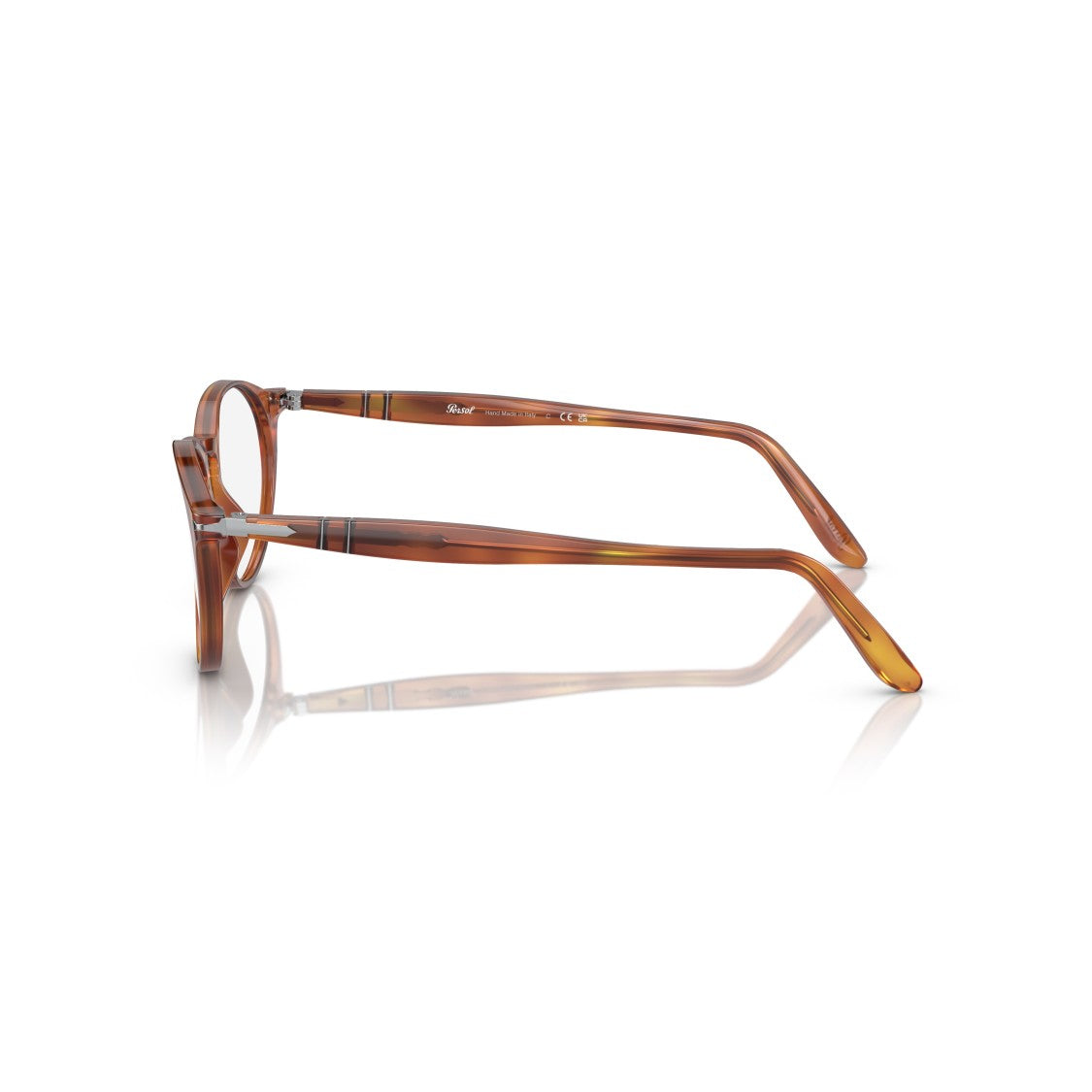 Persol 0Po3092v Round Frame Eyeglasses In Amber-Brown Tortoiseshell