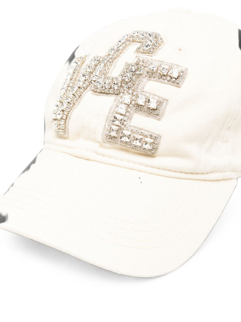Golden Goose Light-Colored Embellished Logo Silk Nylon Hat
