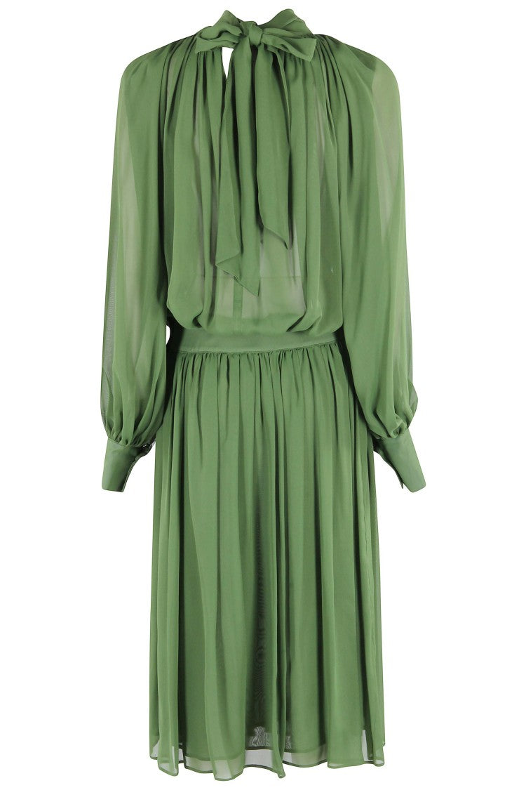 Semi Couture Laurel Green Midi Dress With High Collar