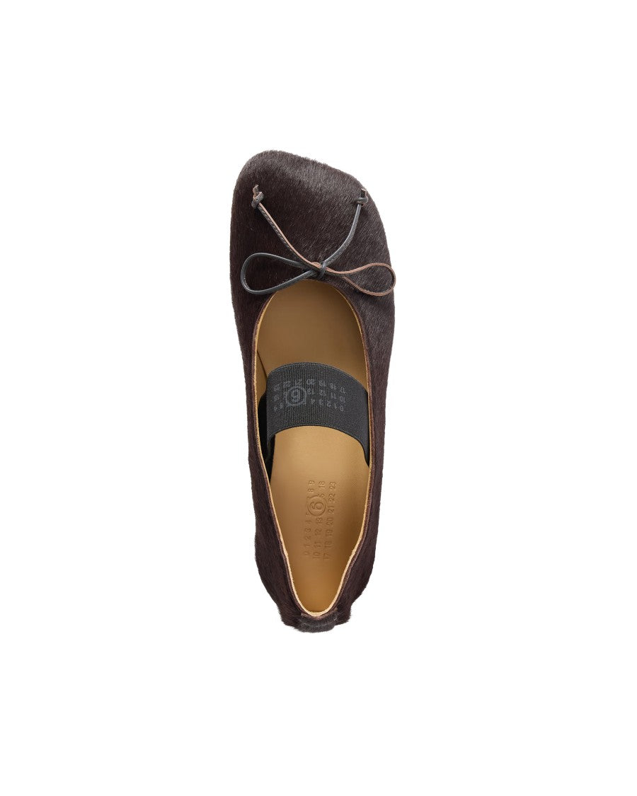 Mm6 By Maison Margiela Pony Hair Bow Elastic Strap Ballerina Flats