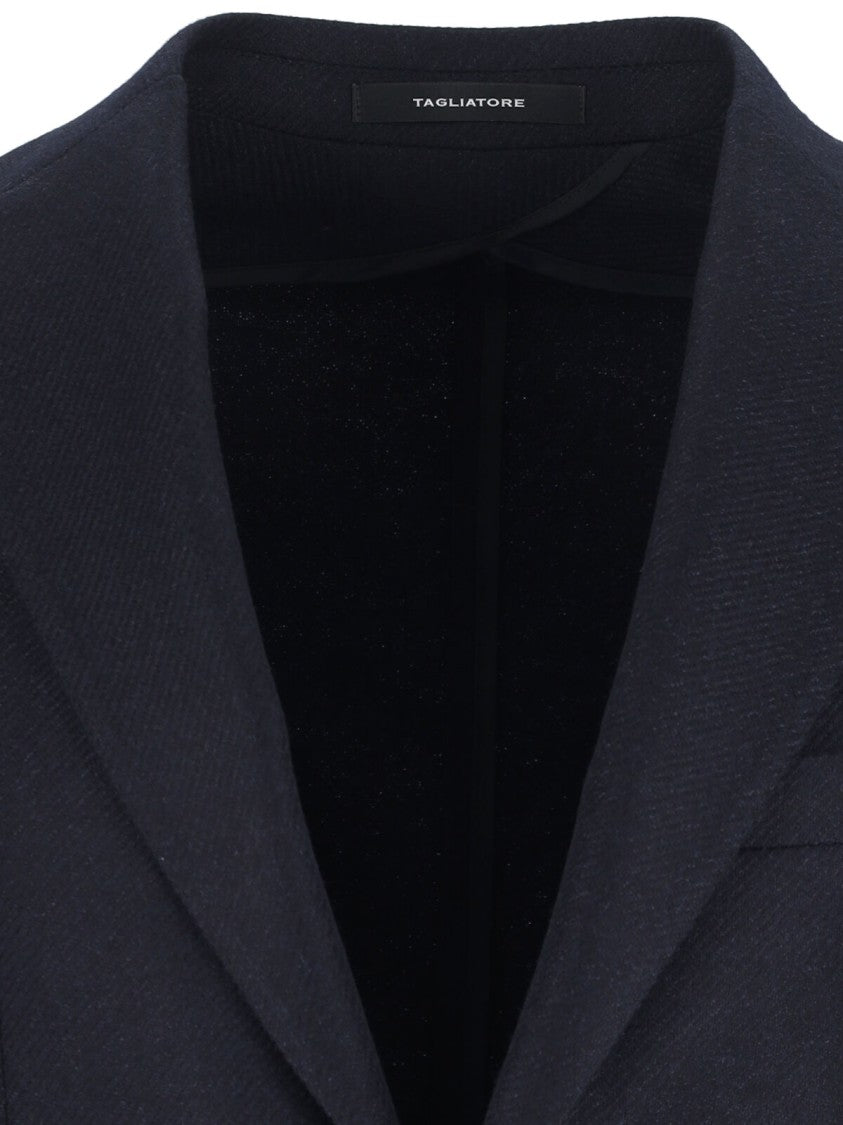 Tagliatore Single-Breasted Wool Blazer – Navy