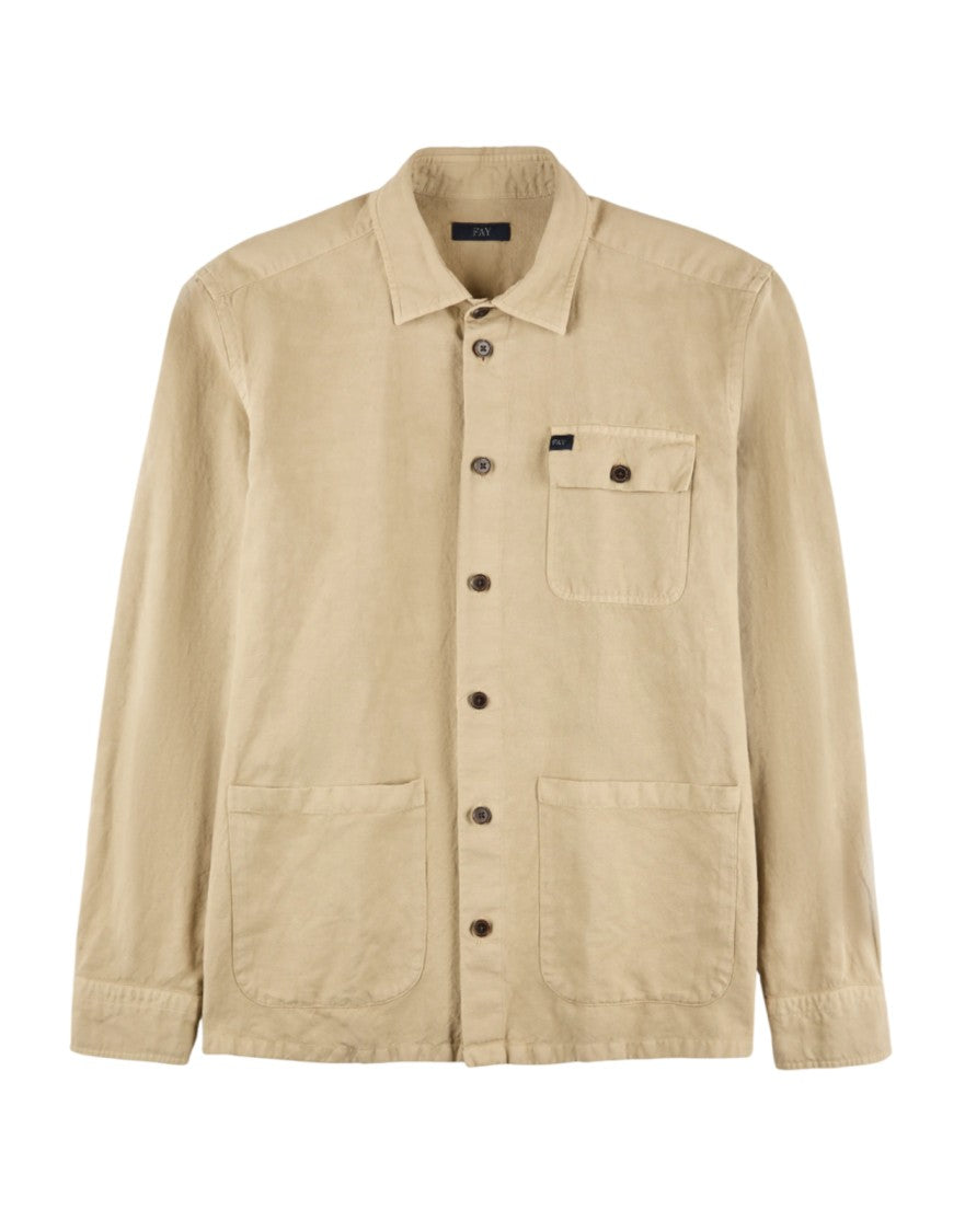 Fay Beige Button-Up Casual Jacket