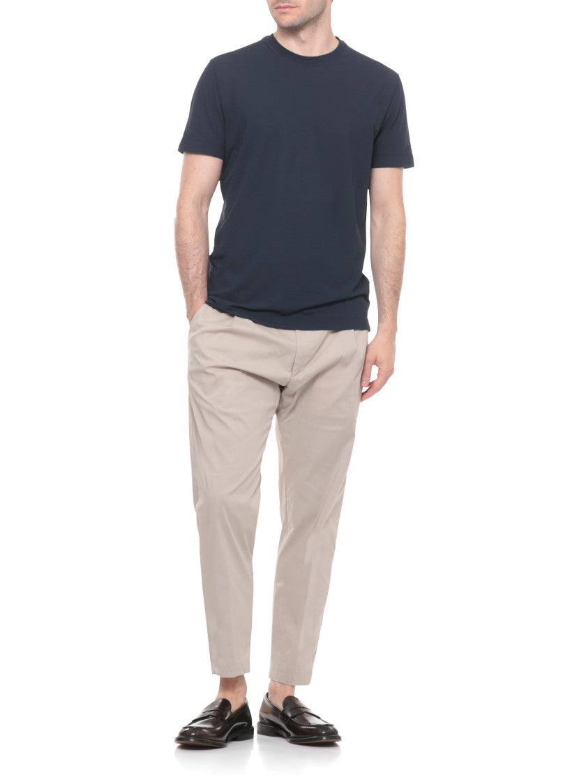 Zanone Blue Cotton Crewneck T-Shirt