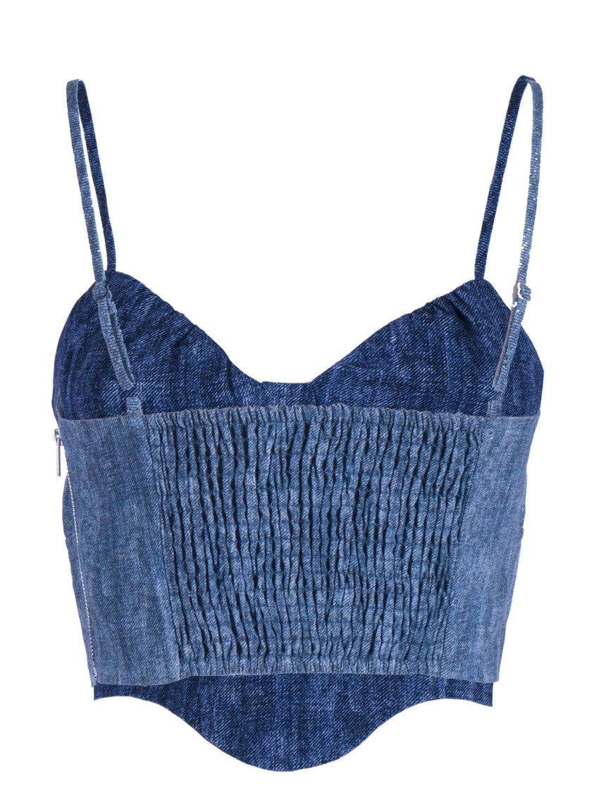 Ermanno Scervino Structured Linen Bustier Tank Top