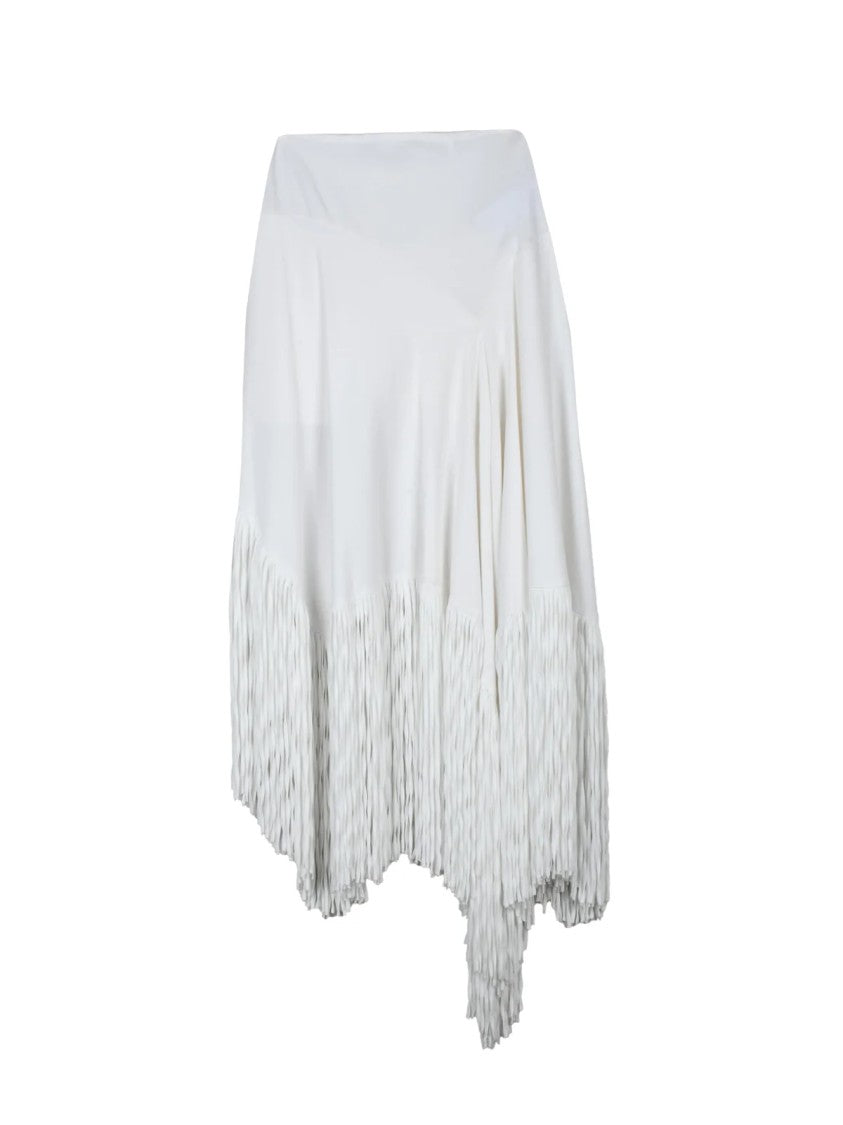 Philosophy Di Lorenzo Serafini White Viscose Polyamide Asymmetrical Long Skirt