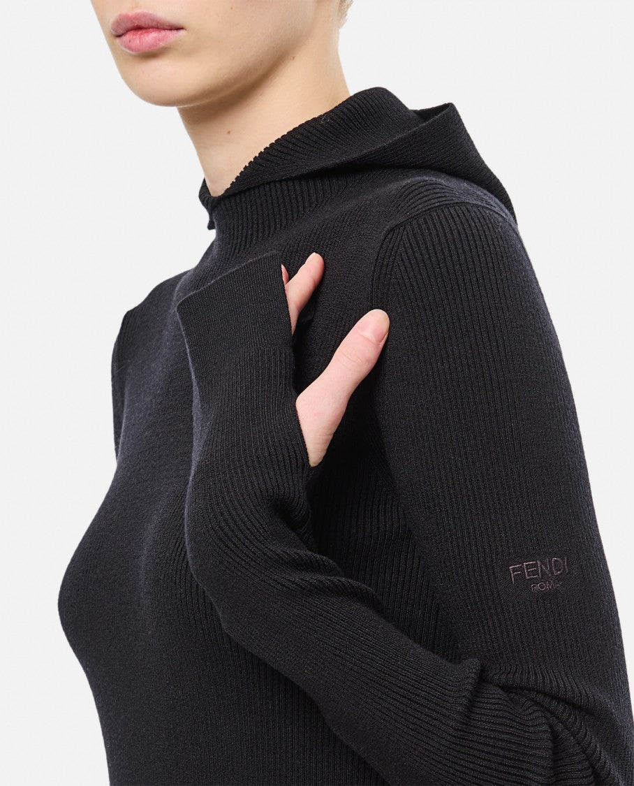 Fendi Wool Silk Ribs Mini Dress