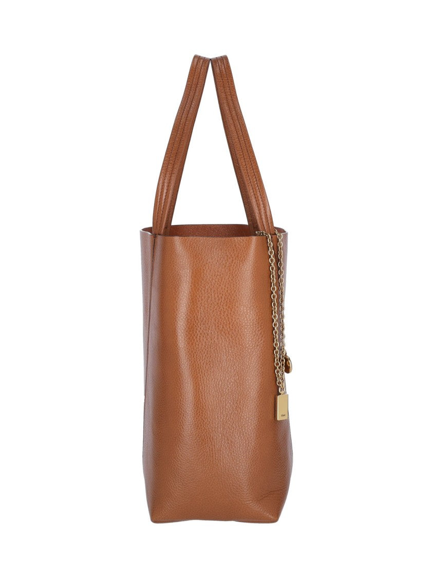 Chloé Brown Spin Pebbled Leather Tote Bag