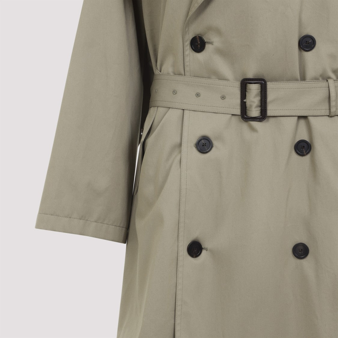 Balenciaga Neutral Double-Breasted Trench Coat With Belted Waist