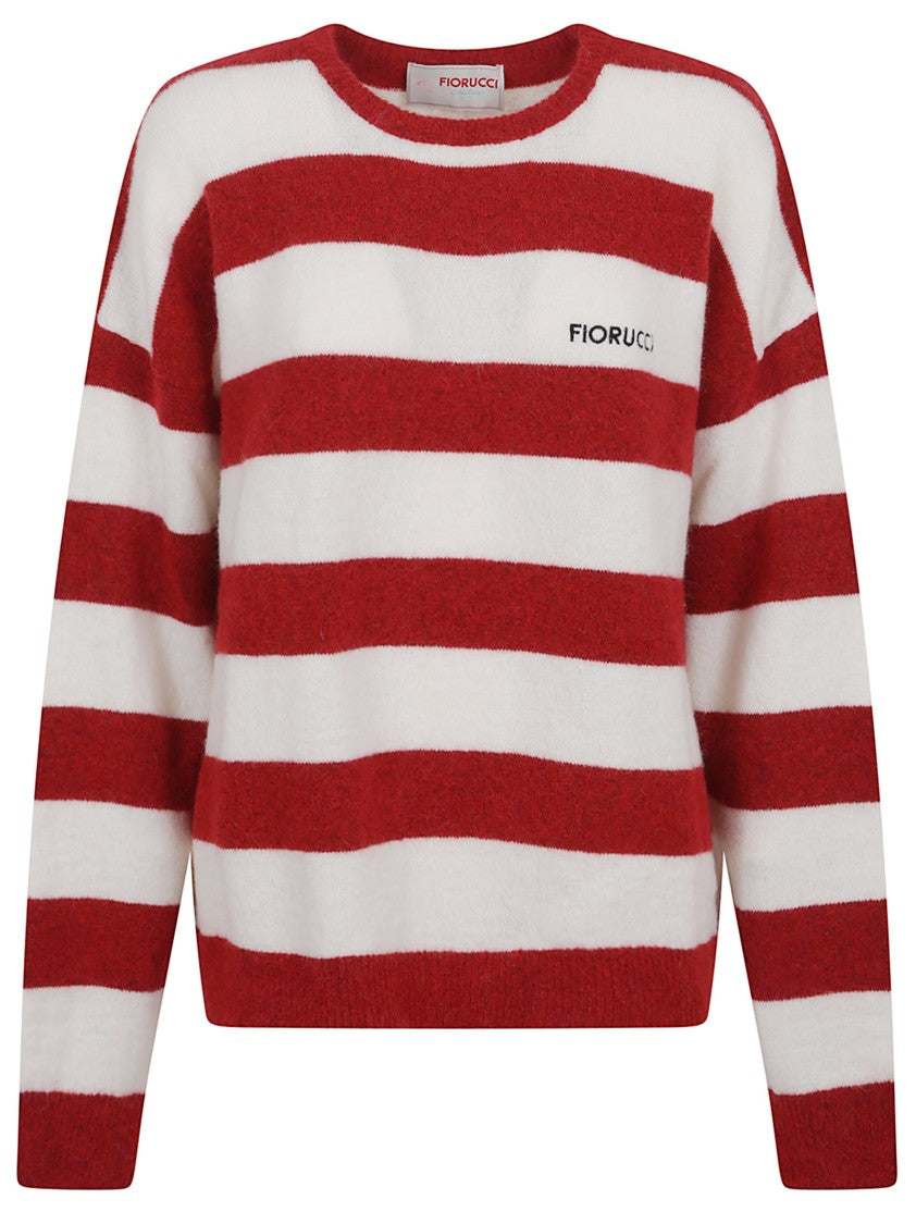 Fiorucci Embroidered Alpaca Sweater With Bold Red Stripes