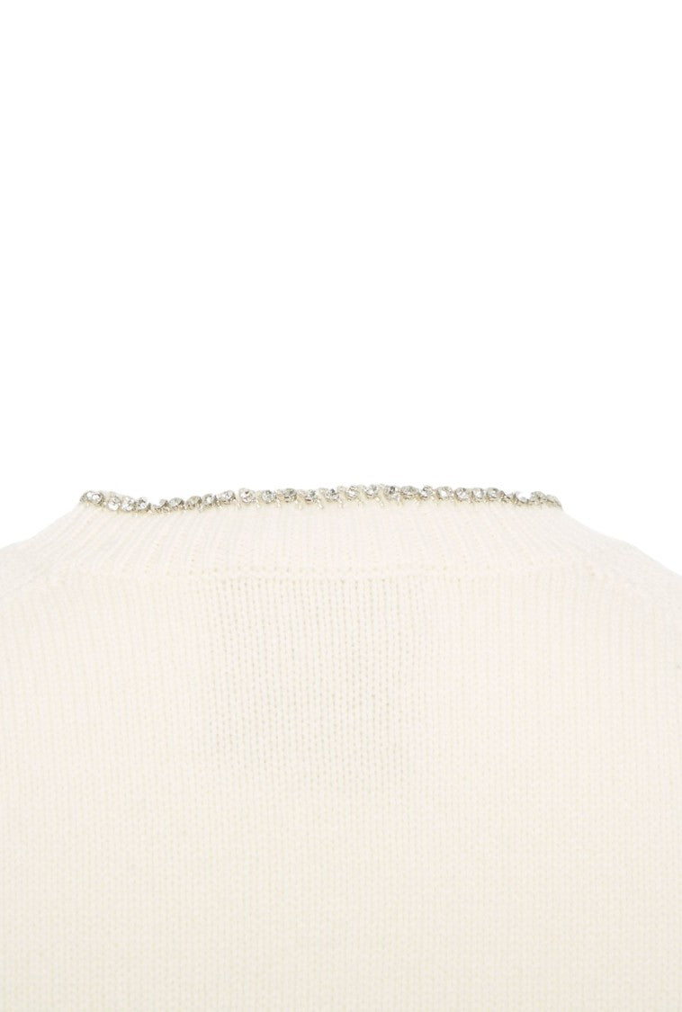 Semi Couture Knit T-Shirt With Rhinestone Application