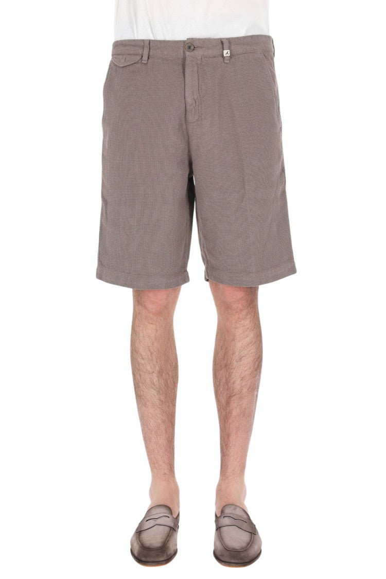 Myths Textured Cotton-Linen Casual Shorts