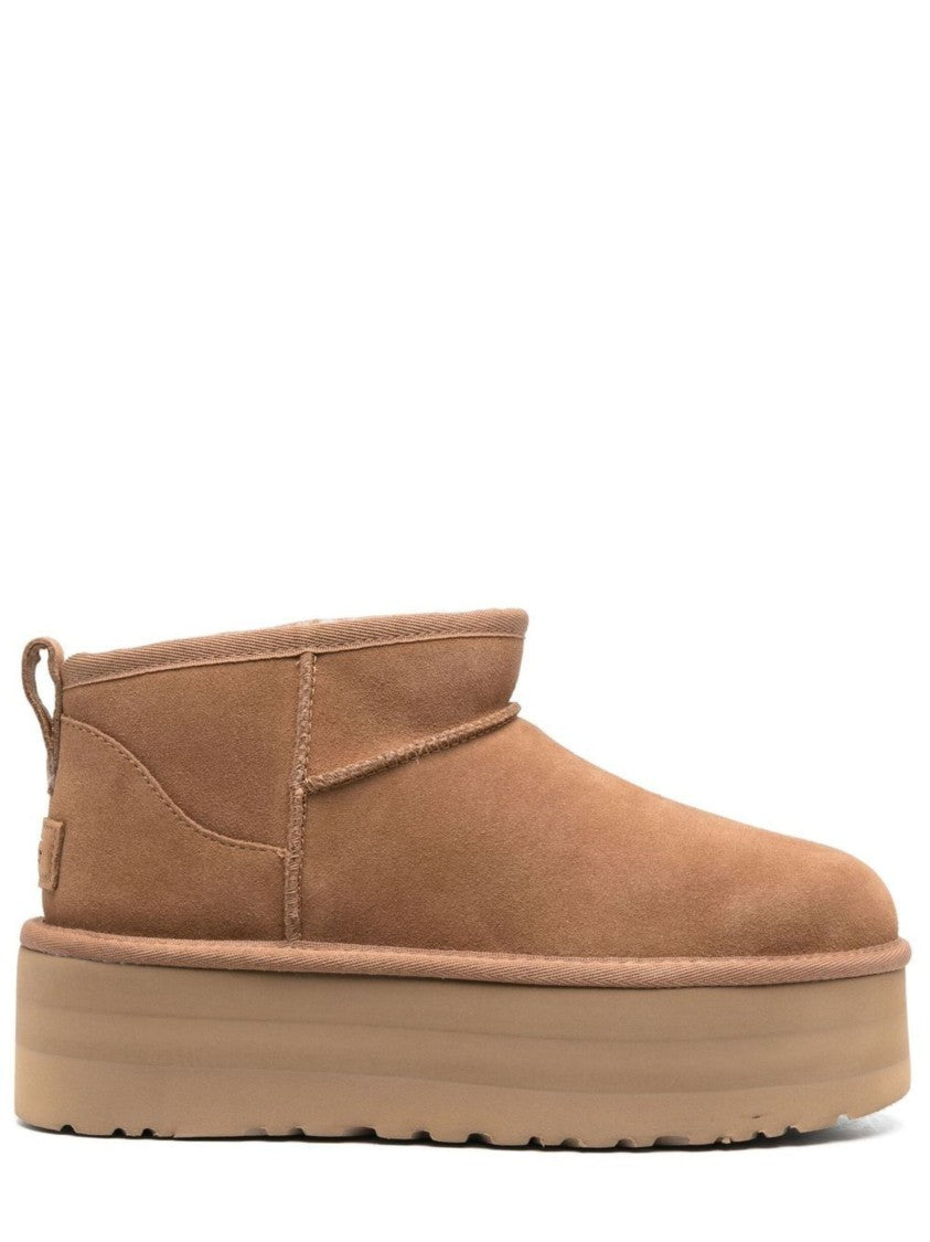Ugg Brown Low Ankle Plush Lined Platform Boots