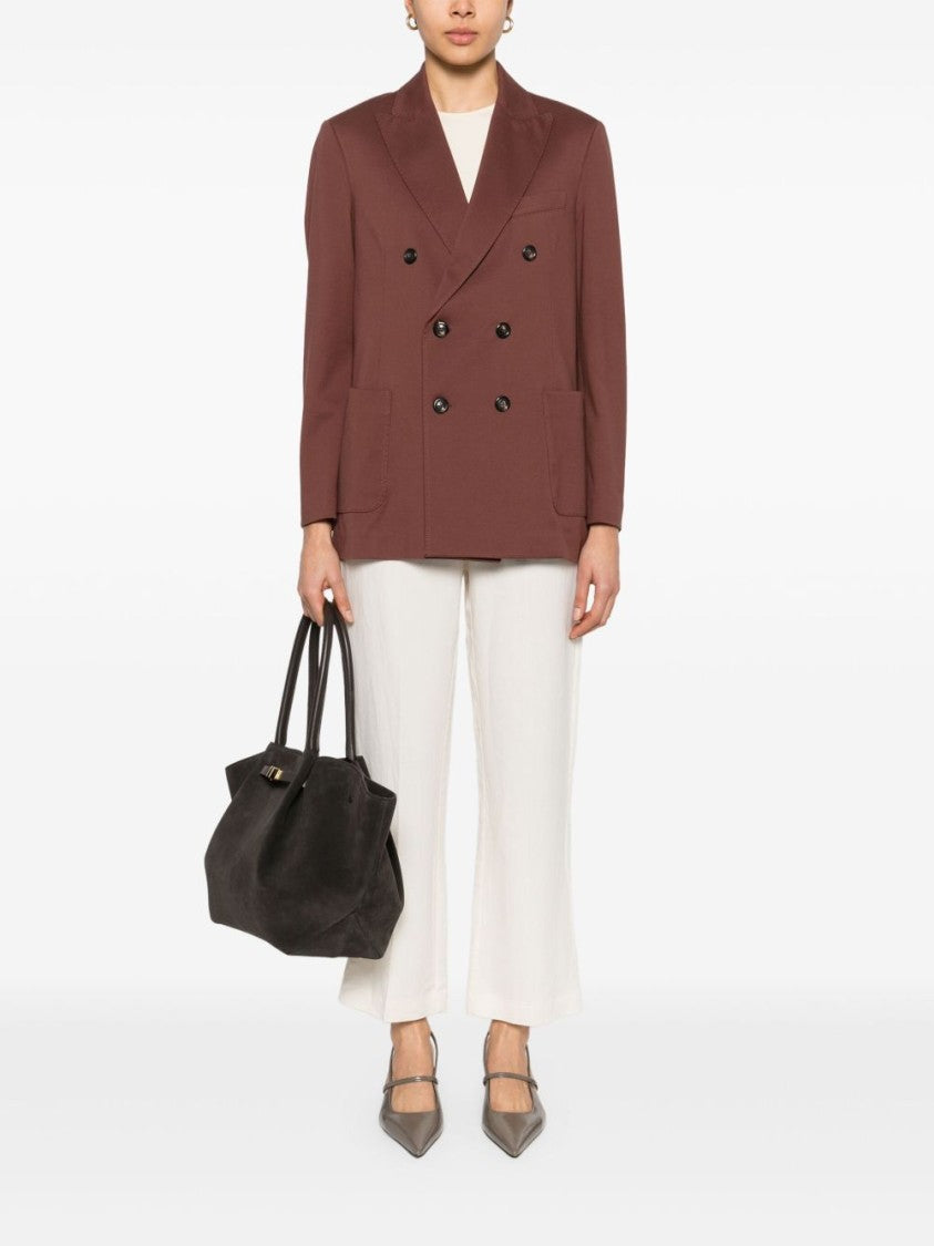 Circolo 1901 Double-Breasted Brown Jacket With Notched Lapel