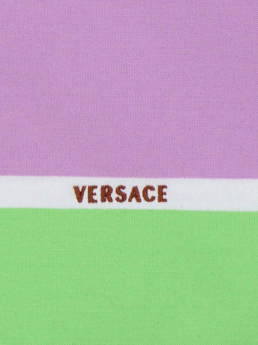 Versace Multicolor Striped Cotton Mini Dress