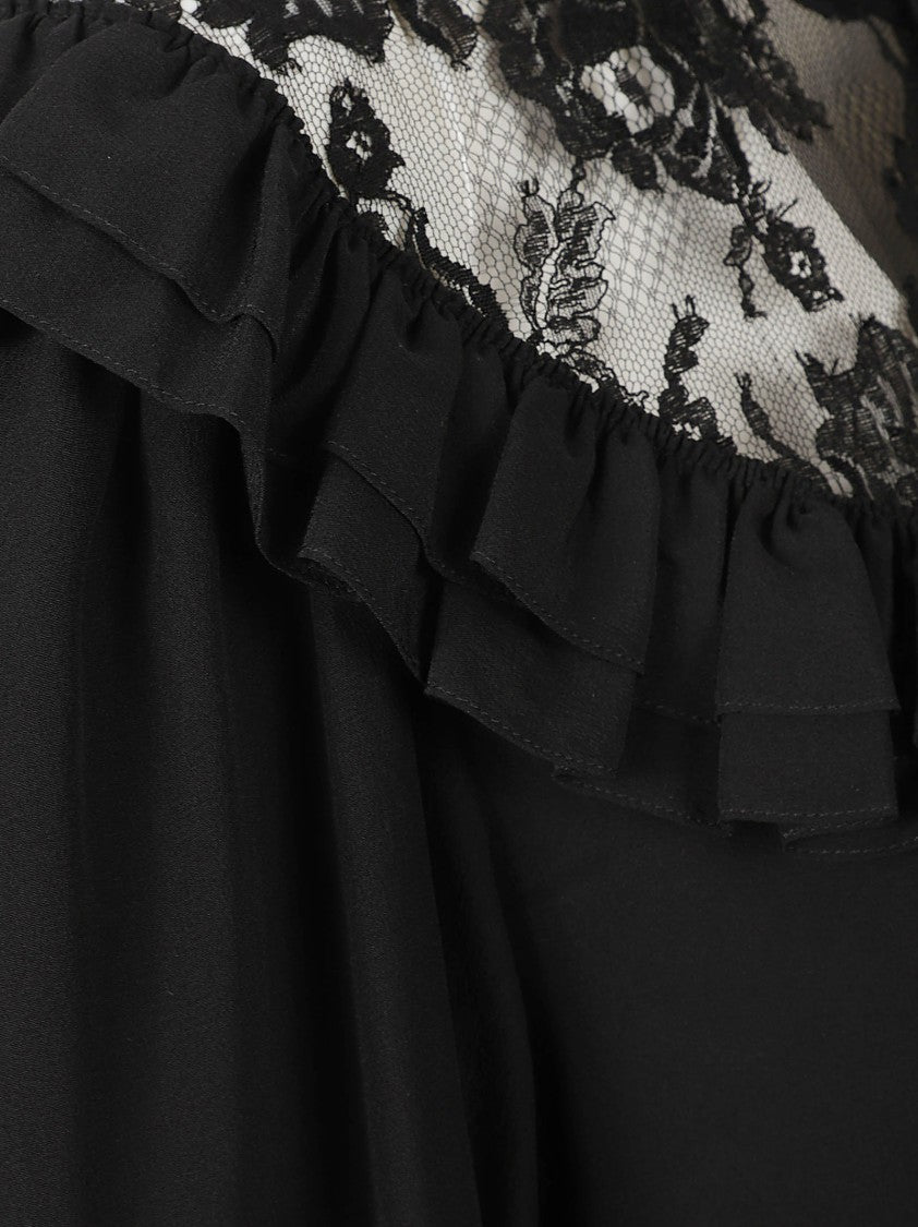 Chloé Lace Yoke Ruffled Blouse