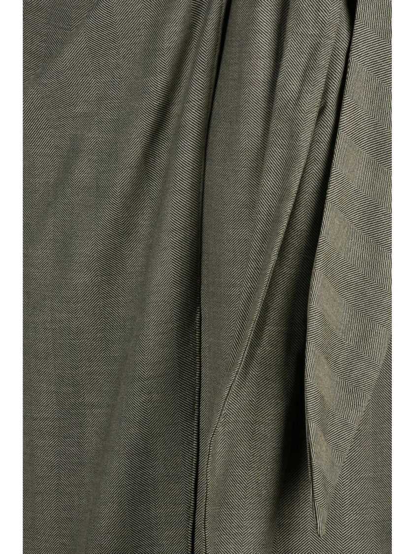 Marella Midi Wrap Skirt With Subtle Herringbone Pattern And Side Tie