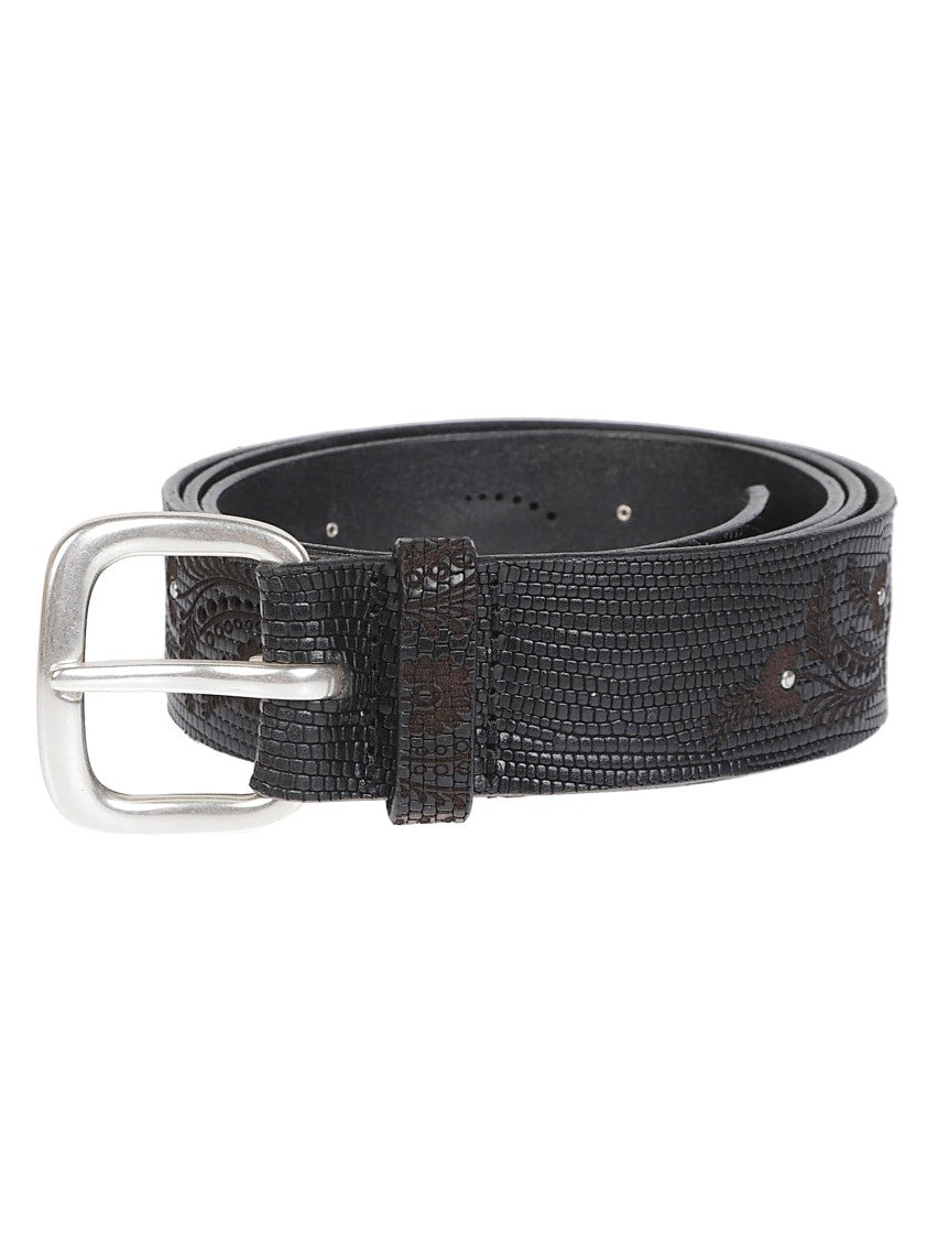 Orciani Sports Textured Black Leather Belt