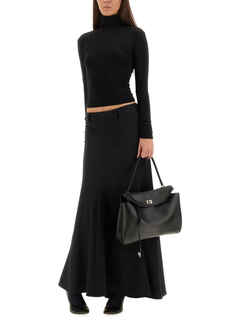 Balenciaga Fitted Waist Maxi Skirt With Flared Godet Hem