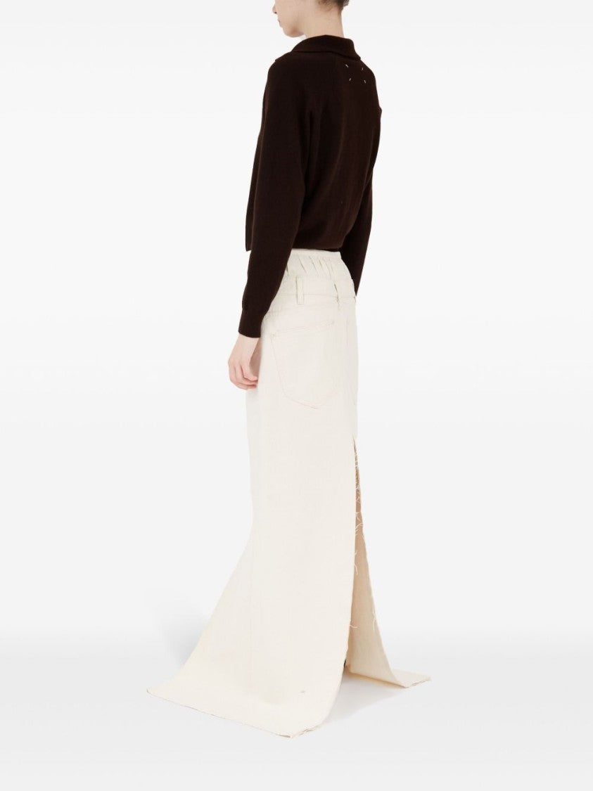 Maison Margiela Beige Cotton Denim Long Skirt