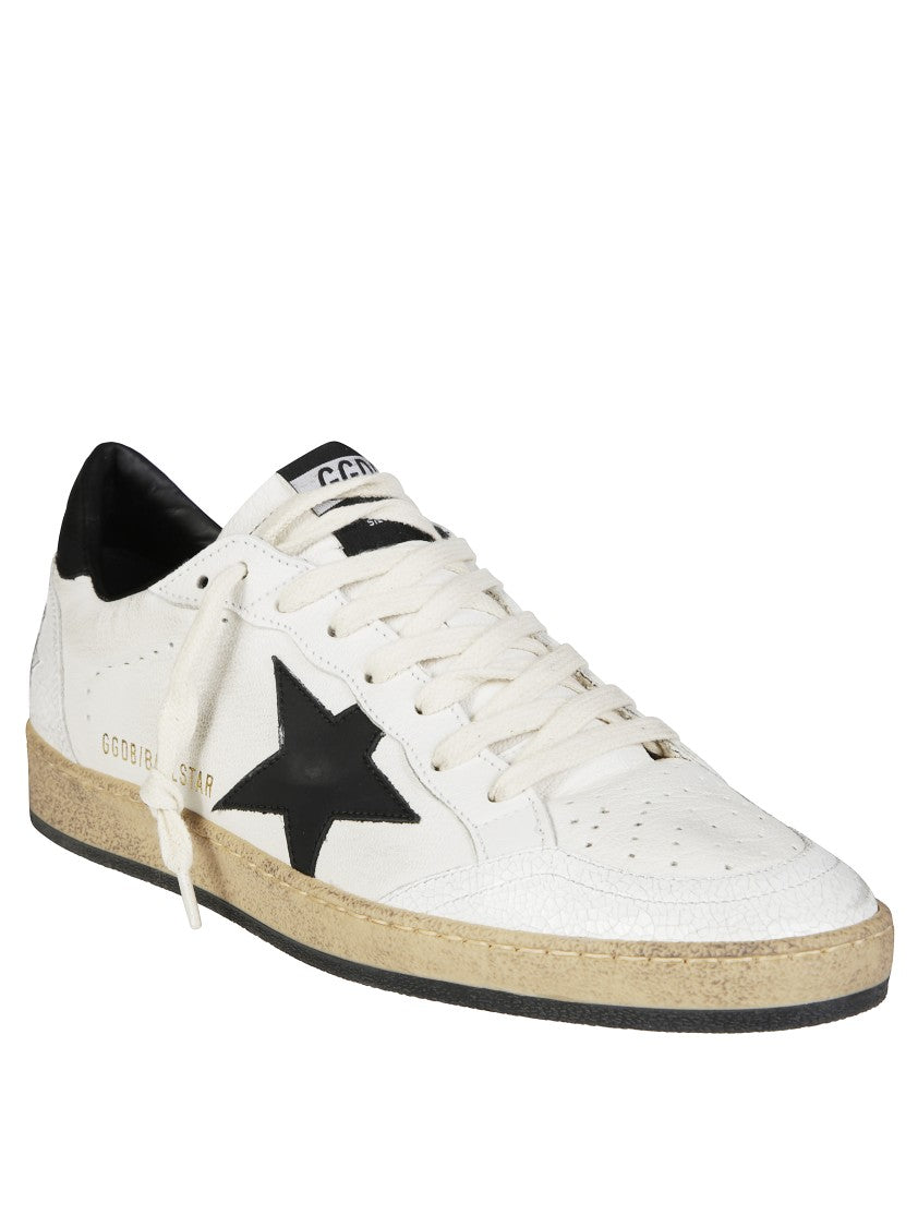 Golden Goose Ballstar Distressed Nappa Leather Black Accent Low-Top Sneakers