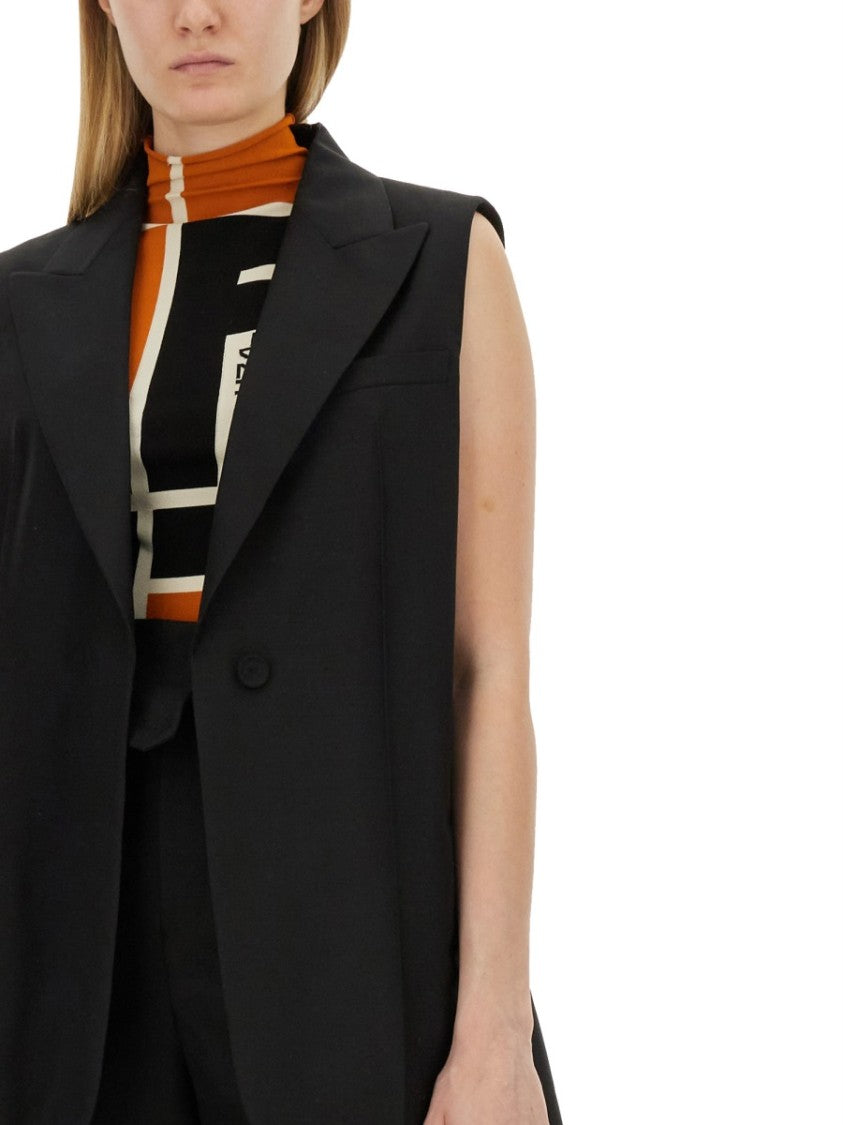 Fendi Black Tailored Vest With Sharp Lapel