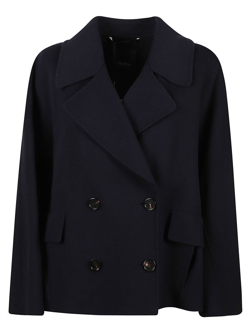 Max Mara Double-Breasted Cropped Jacket With Wide Lapel And Structured Silhouette